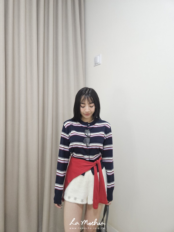 圓領排扣條紋POLO衫